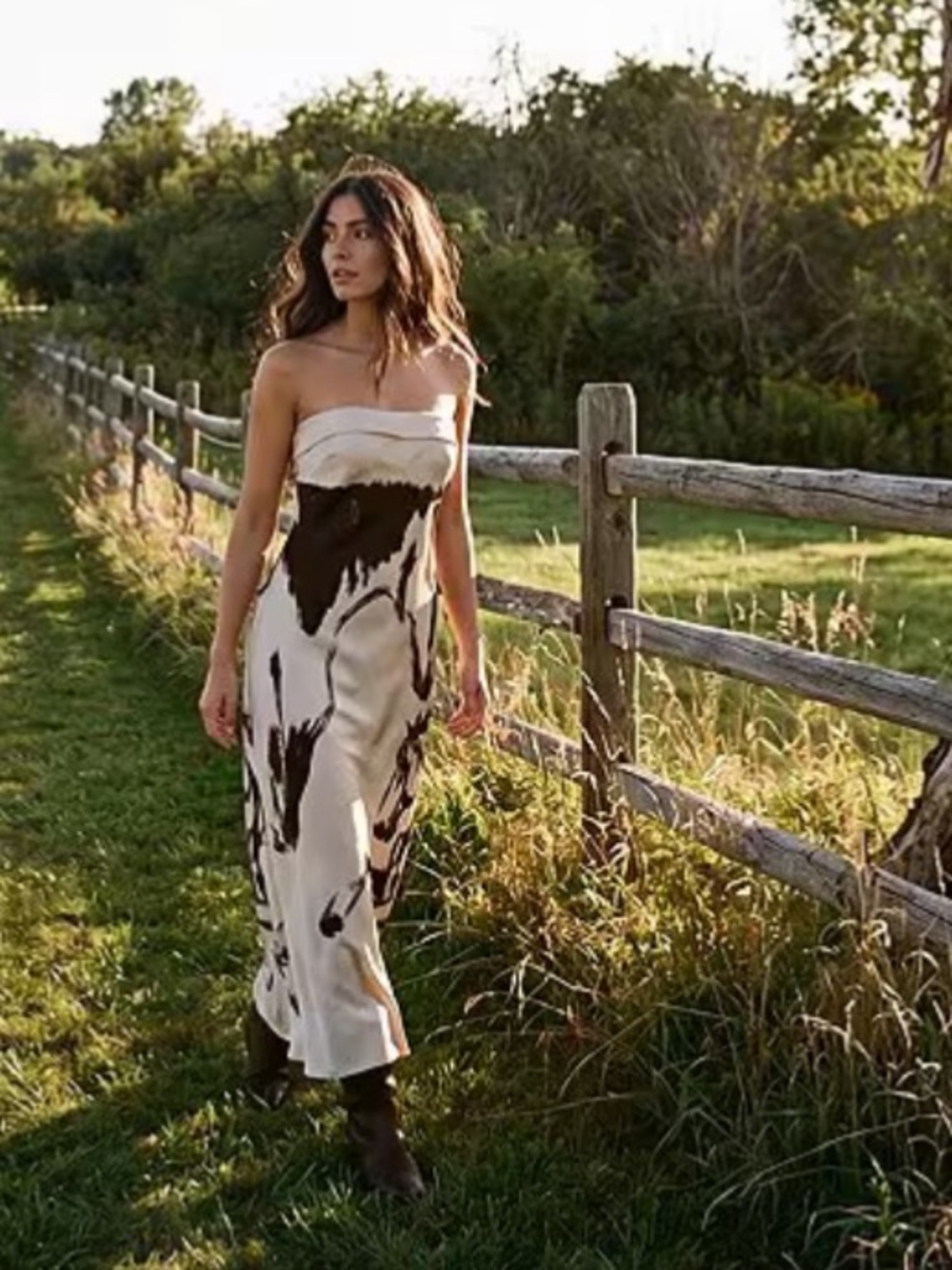 NWT Viral Strapless Maxi Dress with dark Brown Horse Print- L - Picture 6 of 6